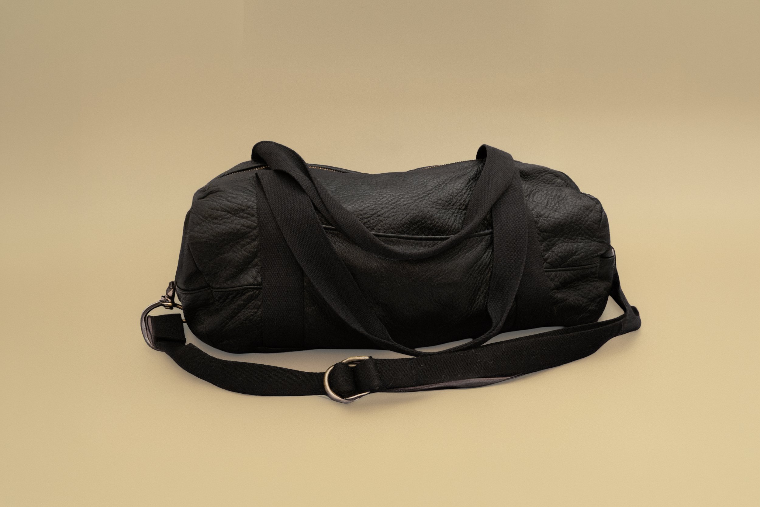 The Mini Leather Weekender Duffel Bag in Black