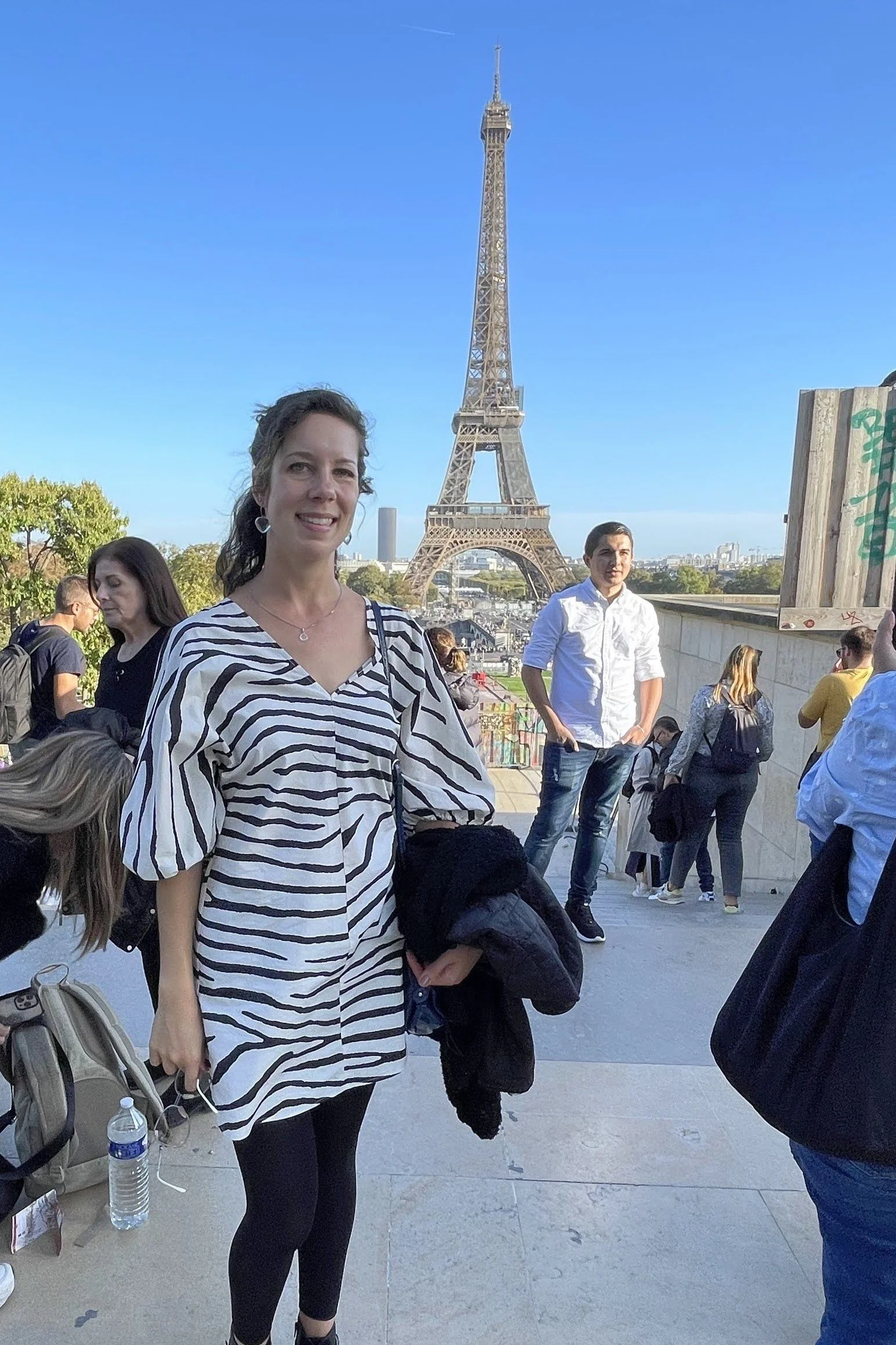 Carla in front of the Eiffel Tour, Paris