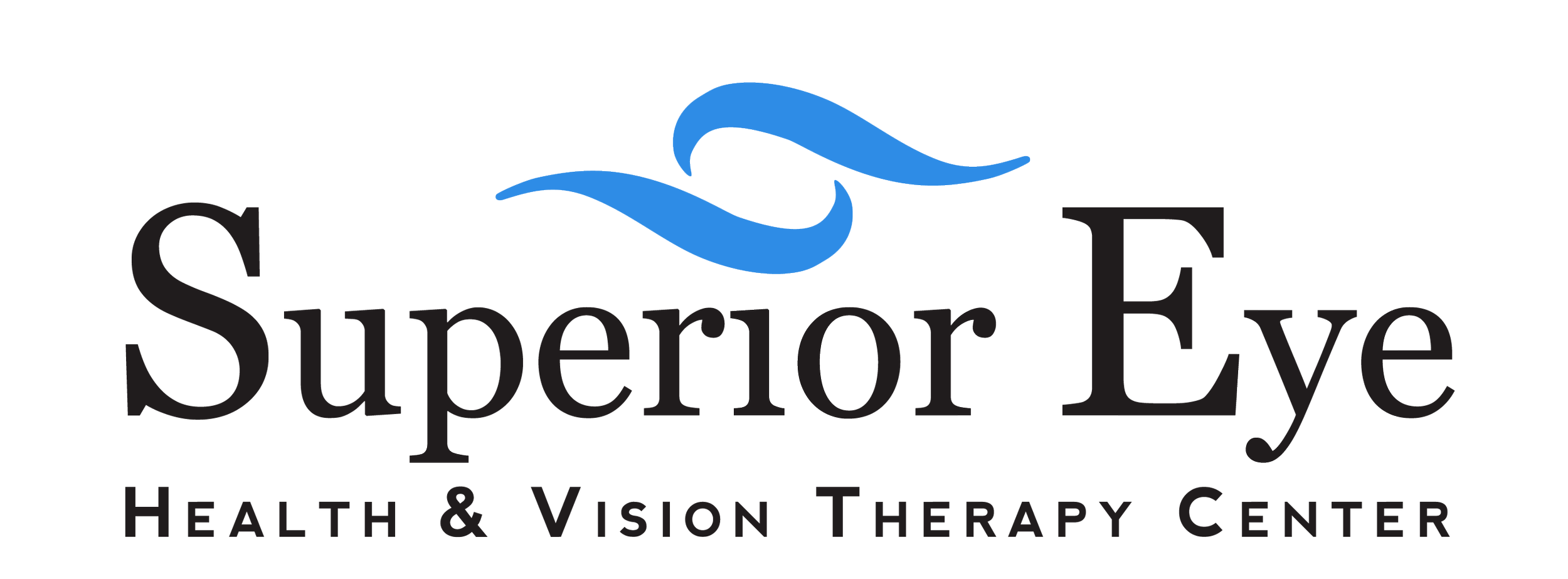 Logo for Superior Eye Health & Vision Therapy Center, featuring stylized blue eye shape and black text.