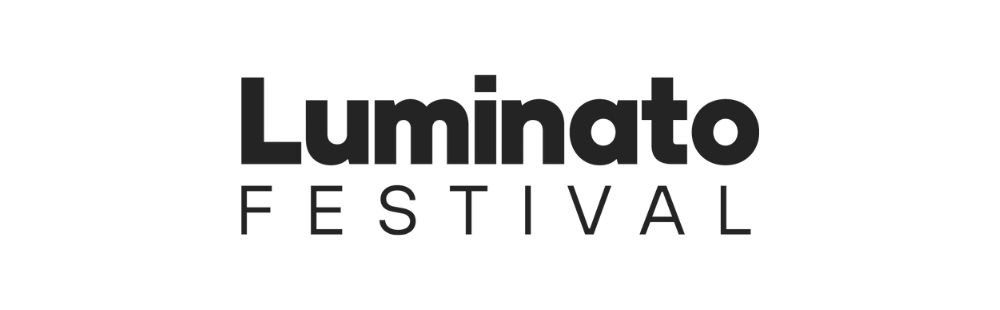 Black and white logo for the Luminato Festival with stylized text.