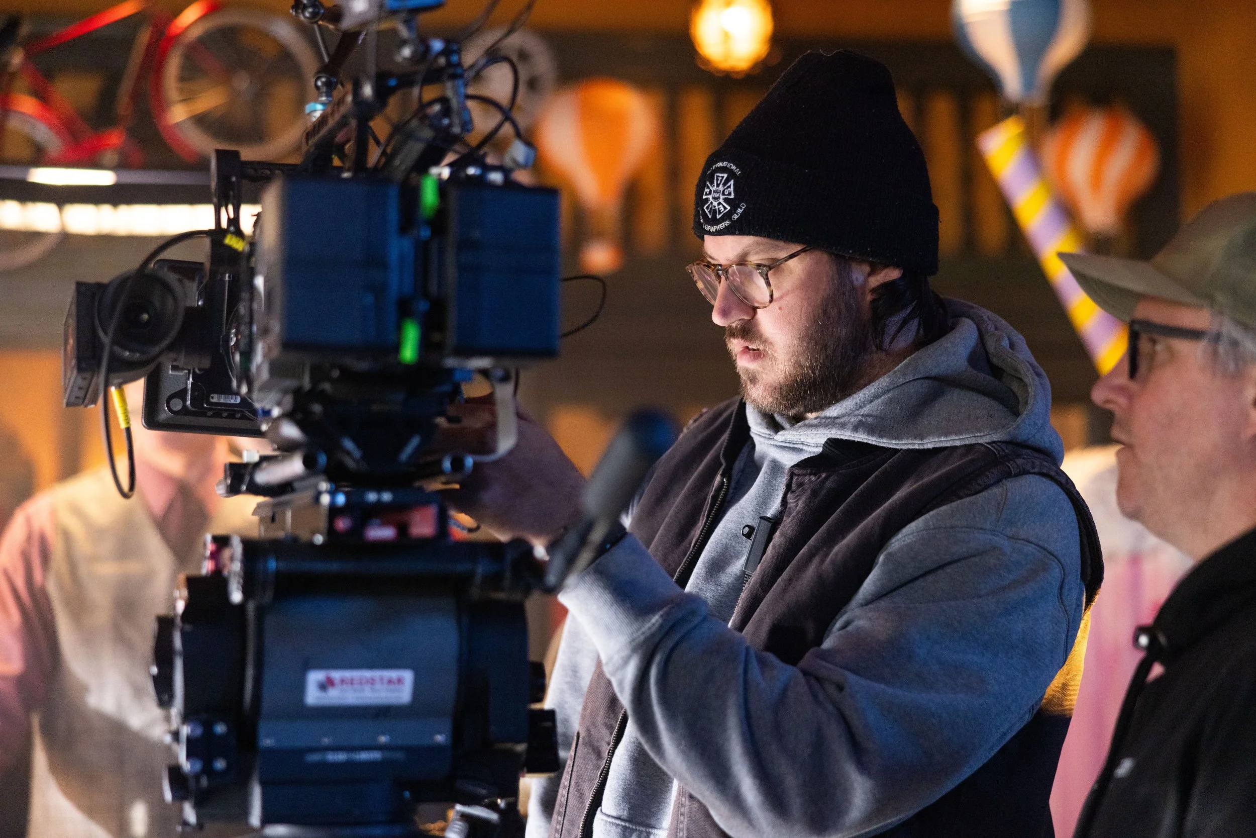 Patrick Johnson co owner of Daydream Studio, managing the camera for a state wide Virginia Lottery Commercial, filmed in Richmond, VA.