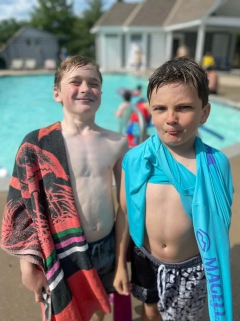 Creekside pool kids play