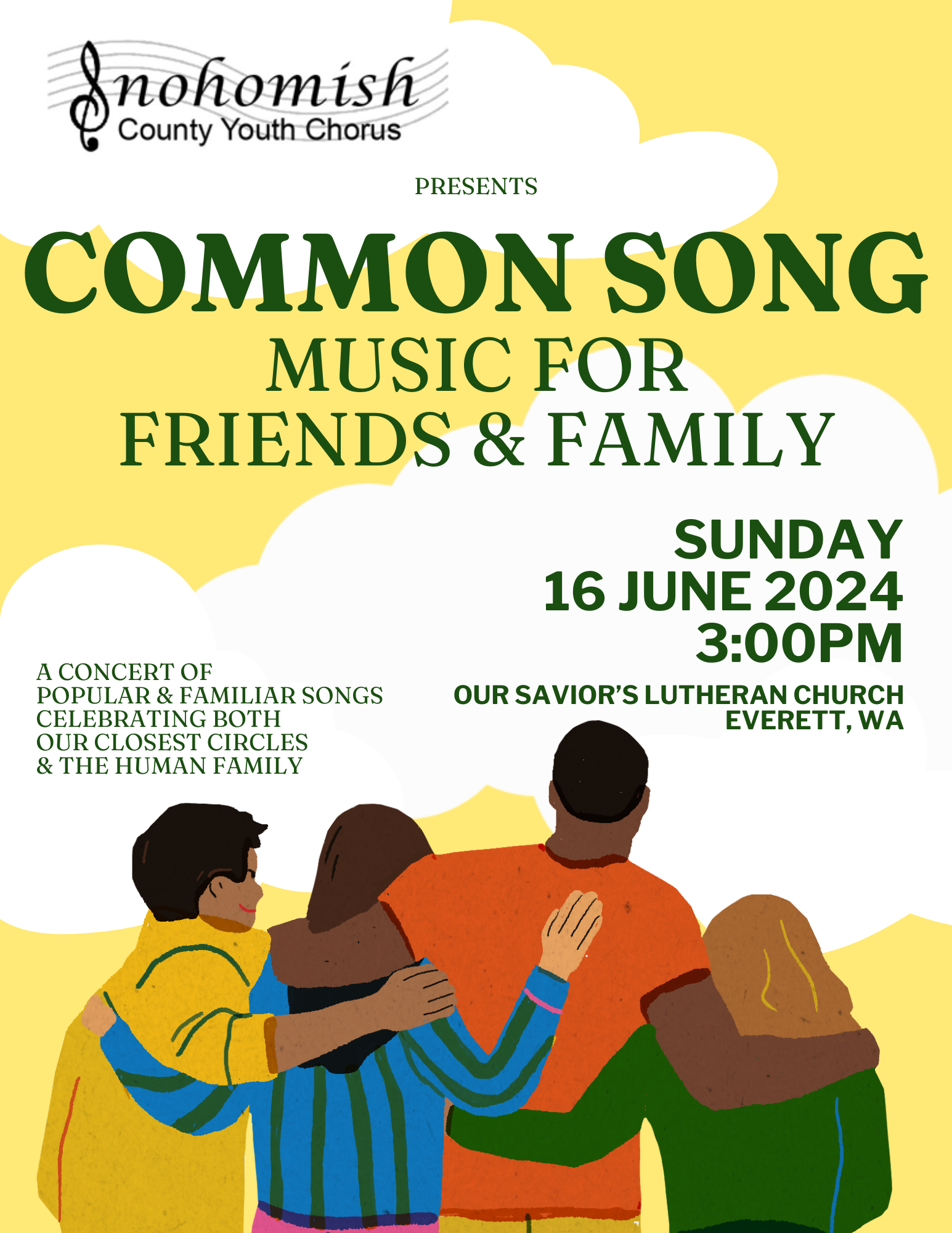 Common Song: Music for Friends and Family -- a celebration of the things that bring us together featuring songs from "Look to the Rainbow" to "Make New Friends and Keep the Old." Members of the Everett Chorale joined us as guests for the iconic canon