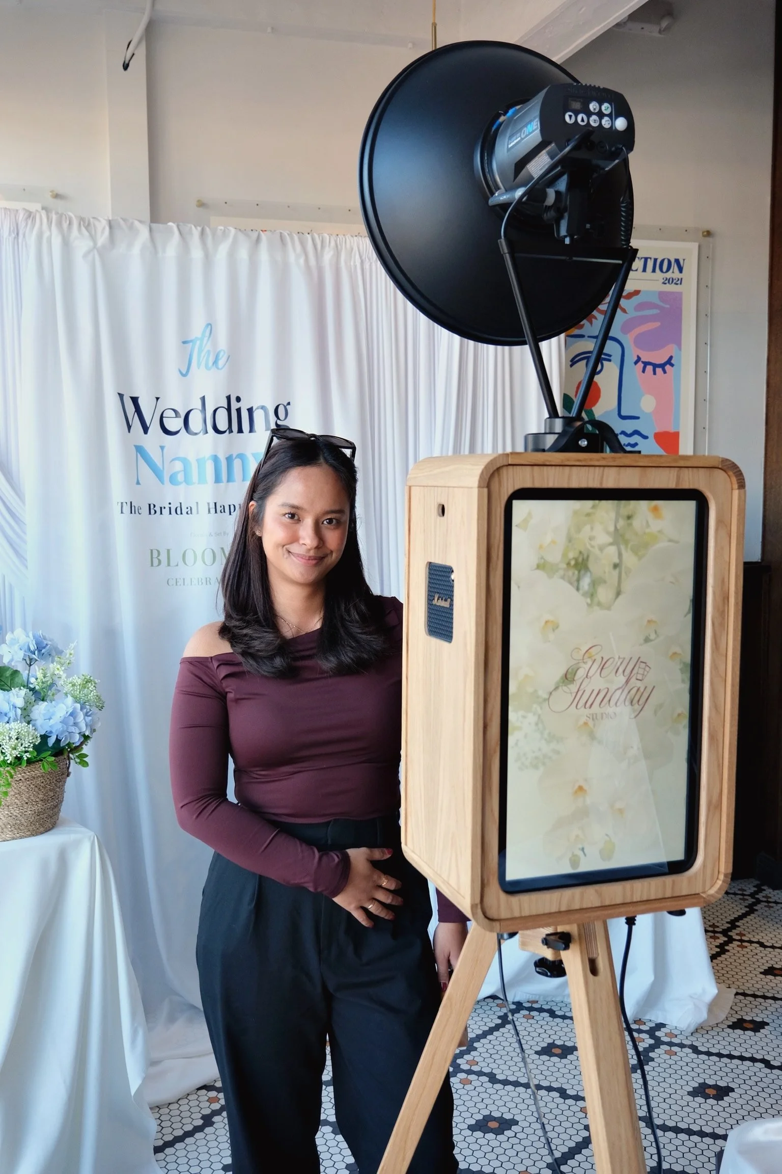 Elegant photo booth backdrop setup for New York event