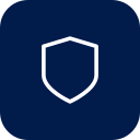 Simplified icon of a shield outline on a dark blue background