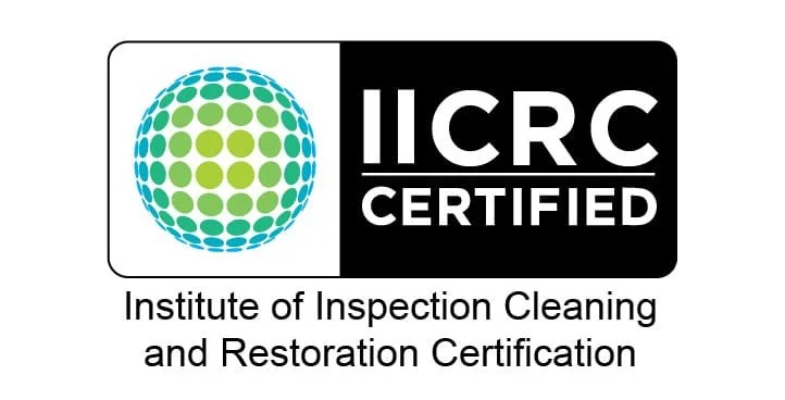 IICRC certified logo for Institute of Inspection Cleaning and Restoration Certification with a globe made of green and blue dots.