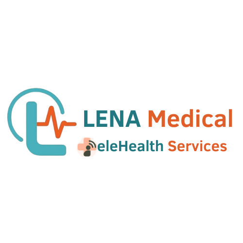 A digital healthcare illustration featuring a heart rate monitor, a shield, a Wi-Fi symbol, and abstract medical elements on a teal background.