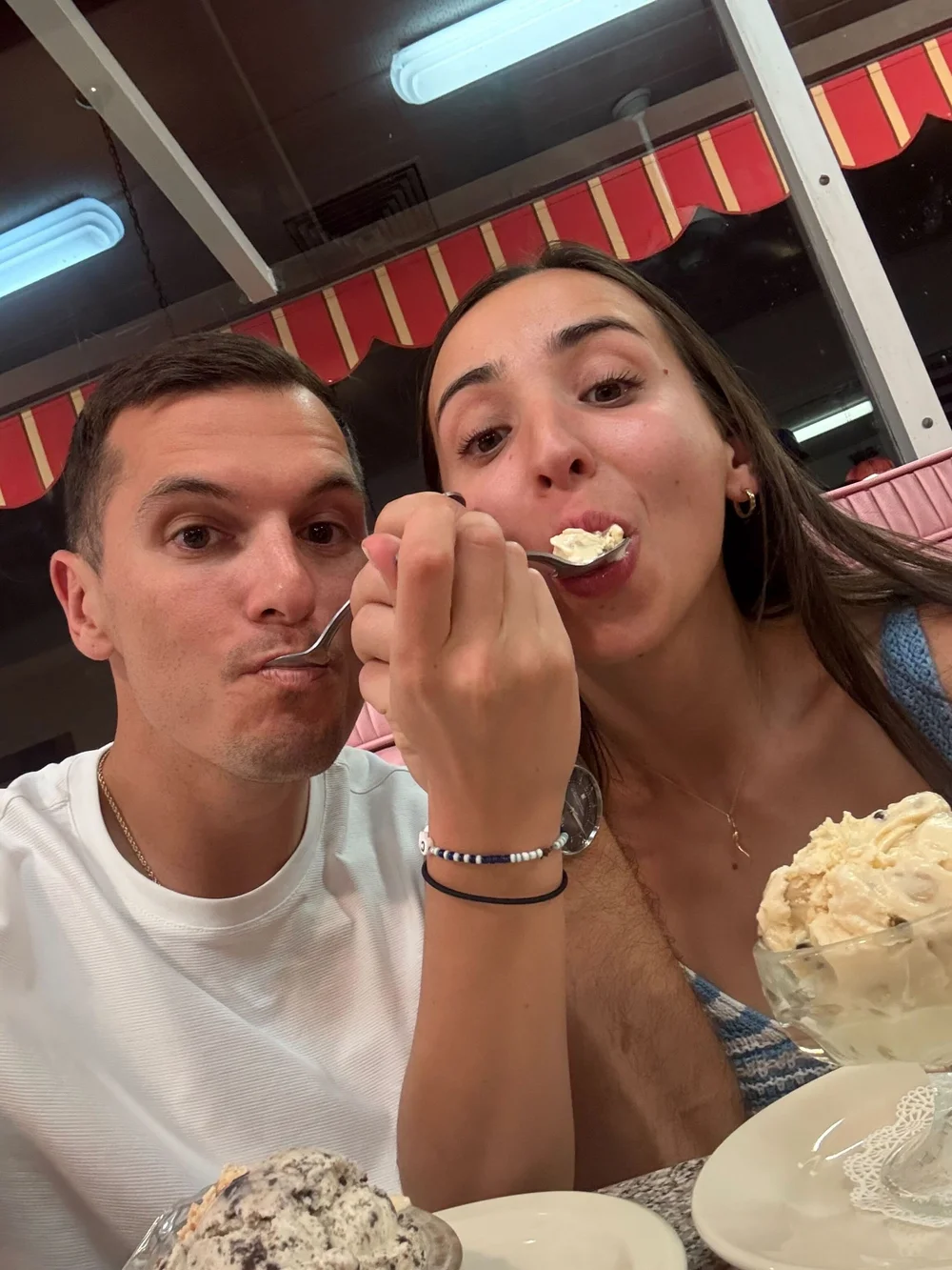 Christine and Gabe eating ice cream