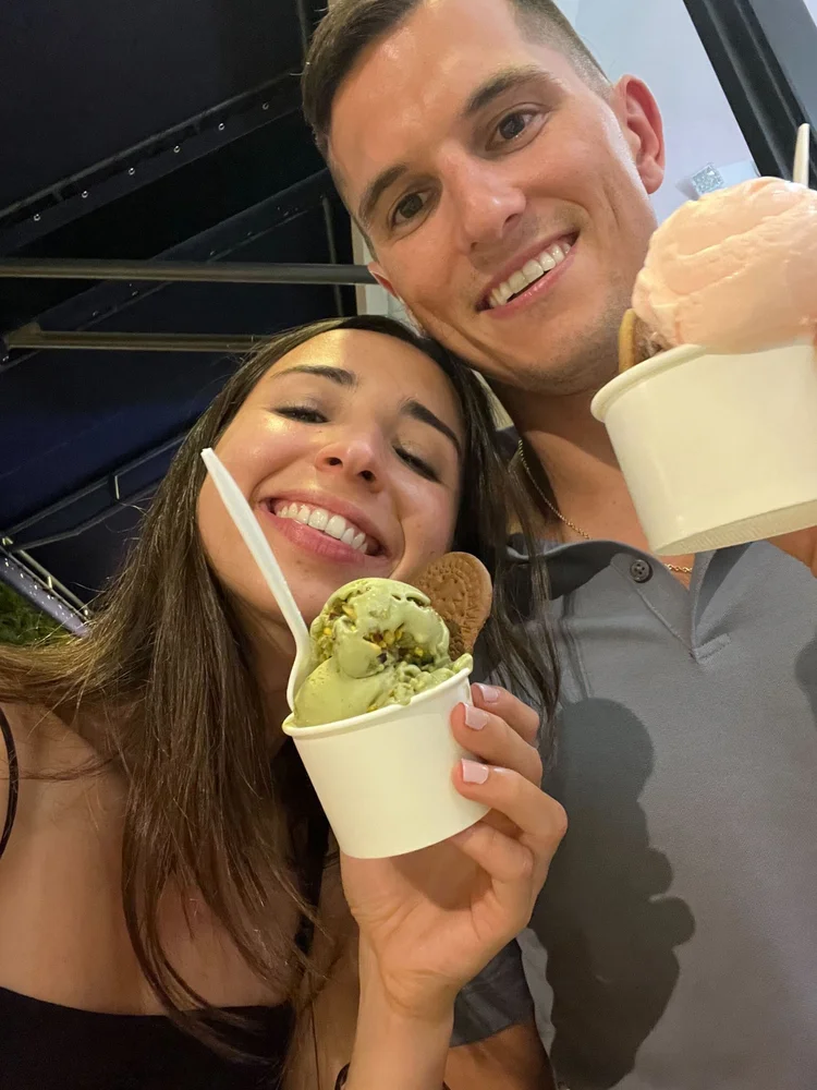 Christine and Gabe eating ice cream
