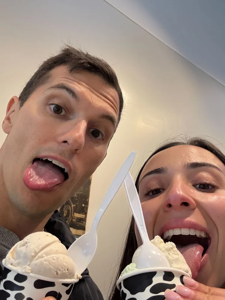 Christine and Gabe eating ice cream
