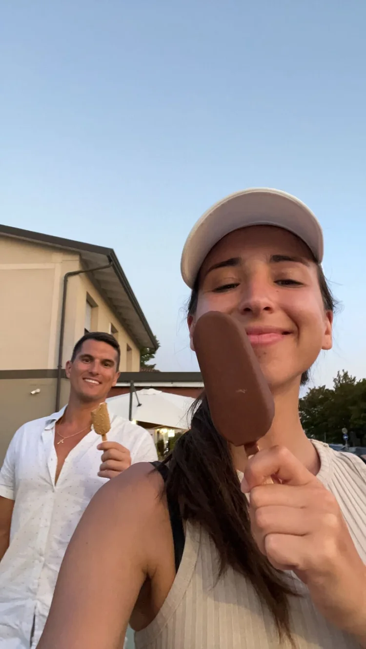 Christine and Gabe eating ice cream
