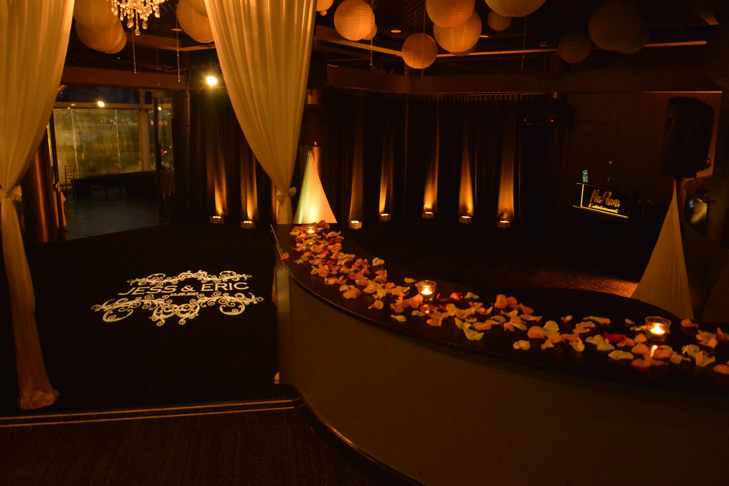Brisbane wedding - uplights and monogram