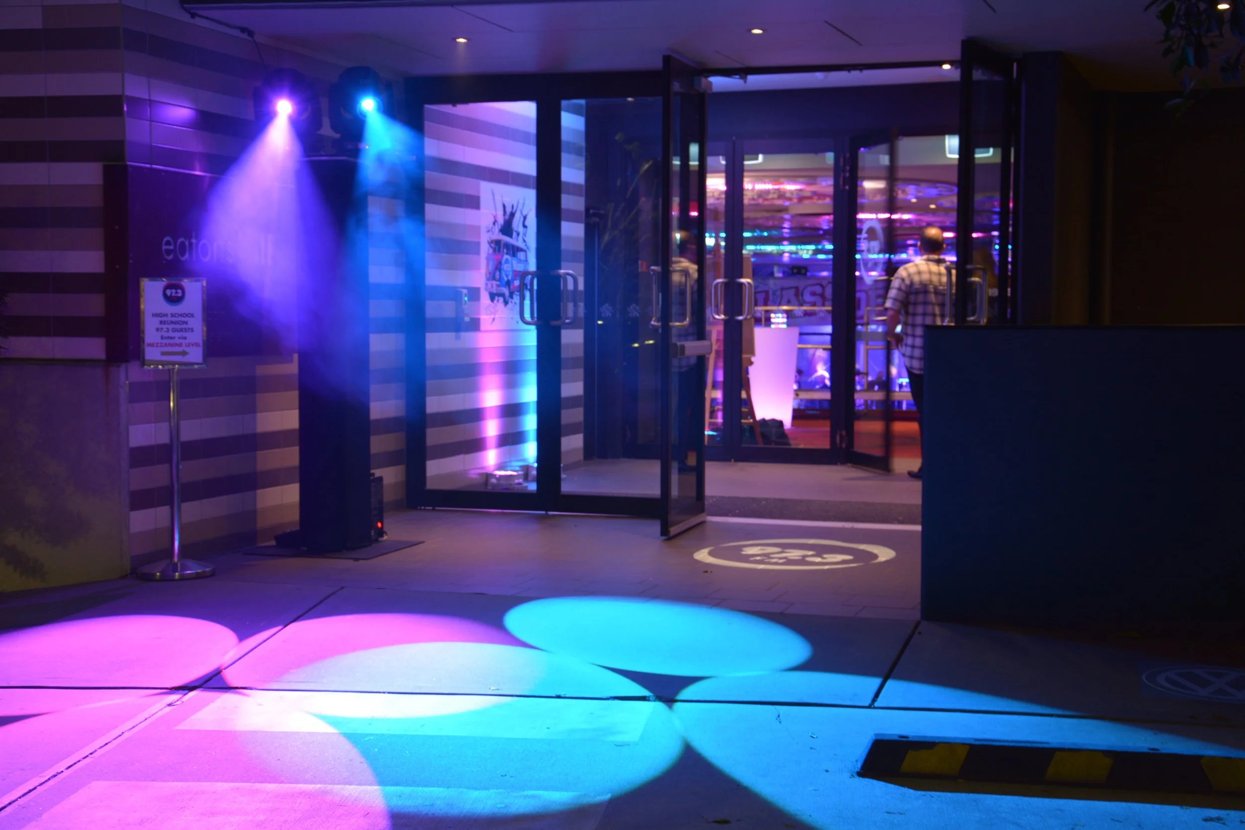 Professional DJ, wireless microphone and event lighting setup for corporate awards nights, gala dinners and business functions