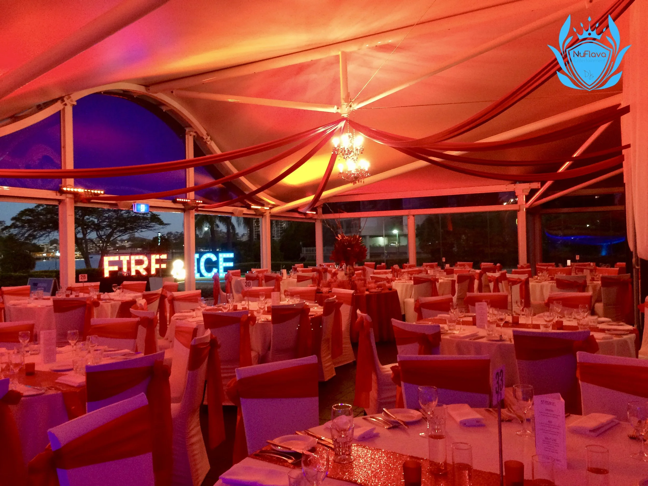 Corporate event - split venue with a Fire and Ice theme - Premium DJ hire, sound and lighting for weddings, corporate events, school formals and private celebrations across Brisbane, Gold Coast, Toowoomba and South East Queensland