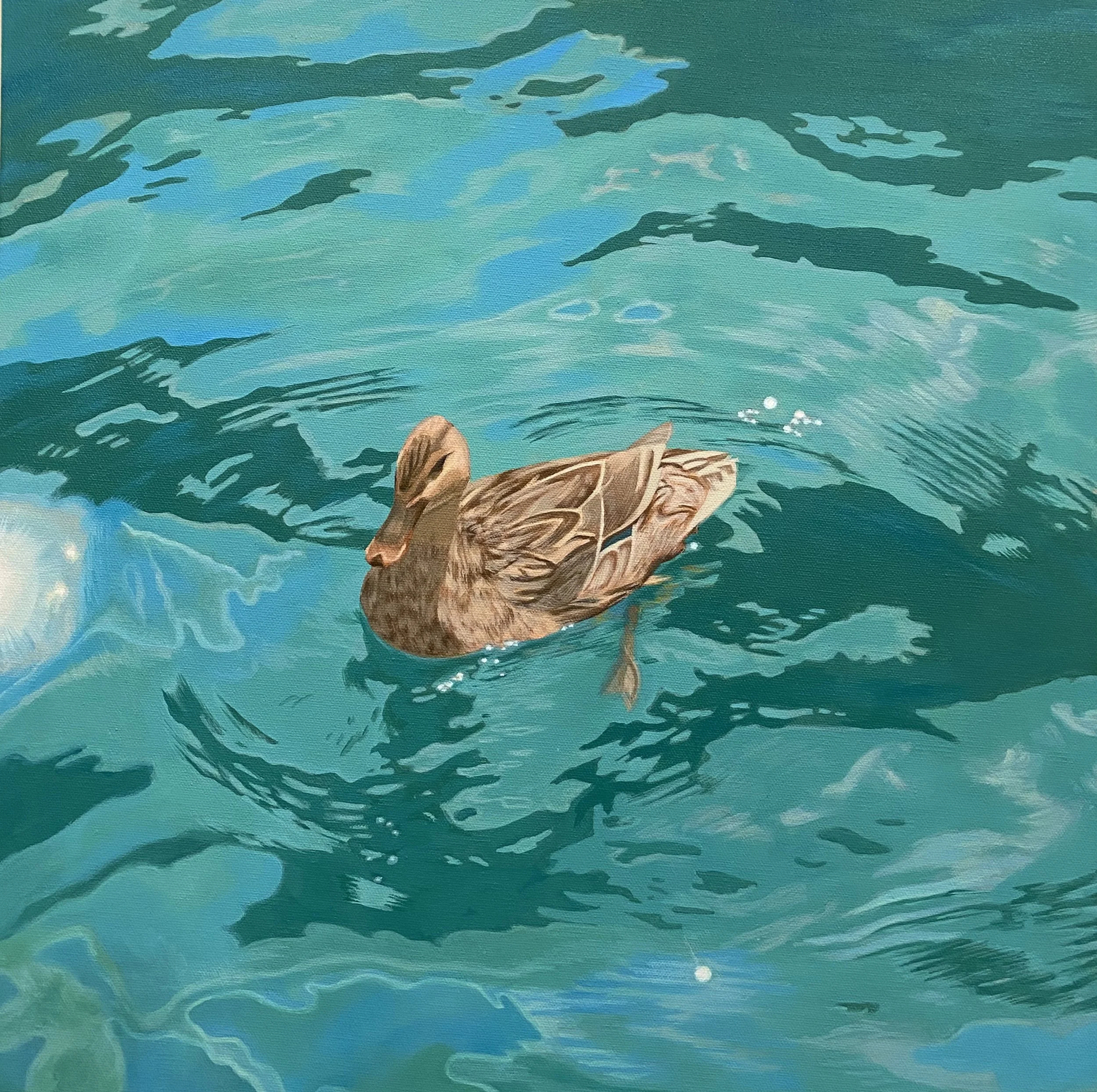 Lady Mallard · 2025 · Acrylic on canvas · 20” x 20”
