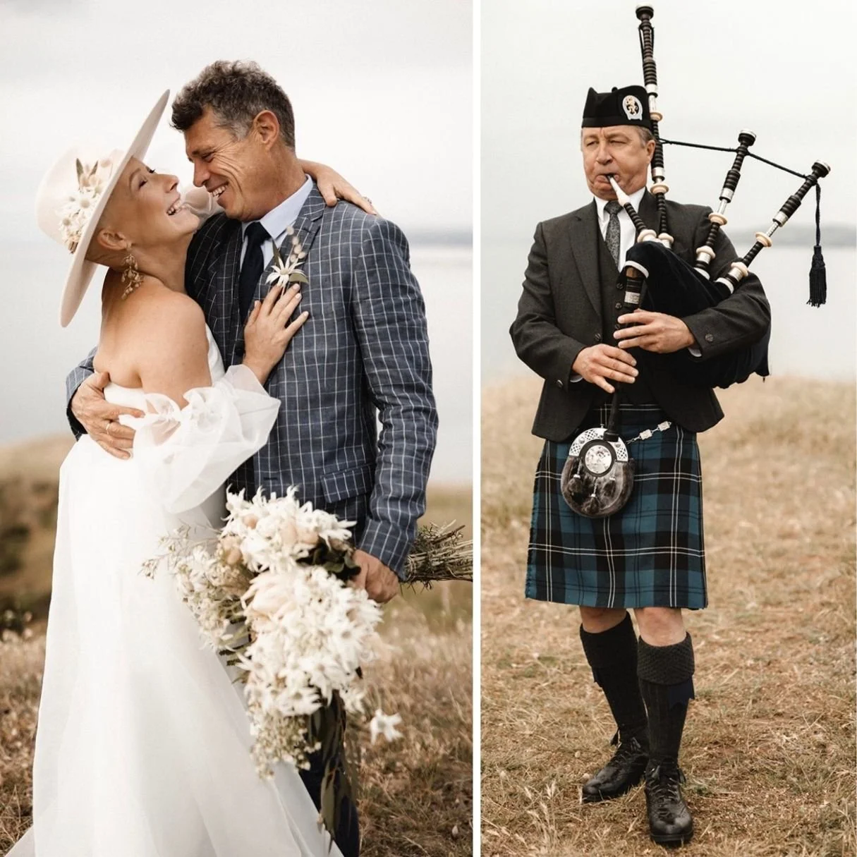 Wedding bagpiper performing at Adelaide ceremony
