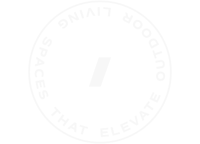 White circular logo with a white slash and the text 'OUR LOOKING UP SPACES THAT ELEVATE' around the circle.
