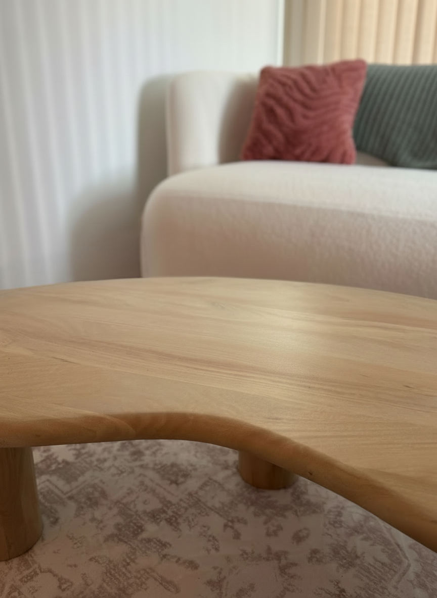 Low table and sofa in a calm therapy room setting