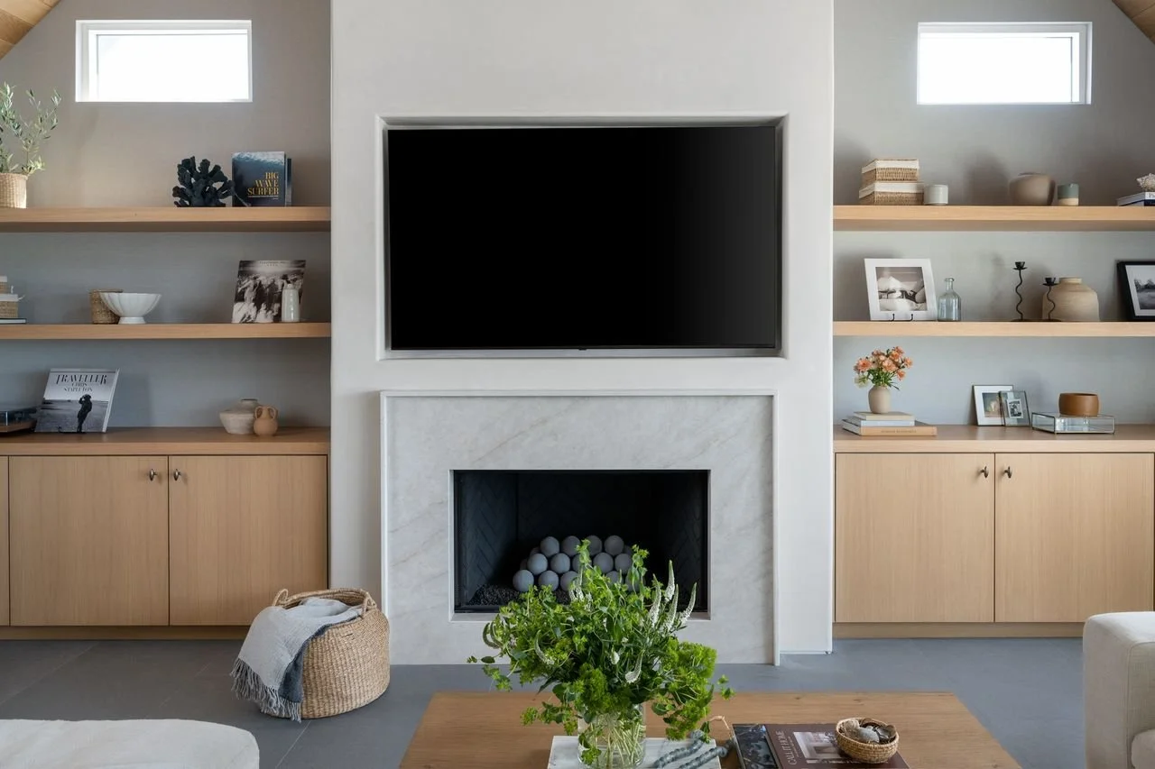 Living room restoration after fire damage