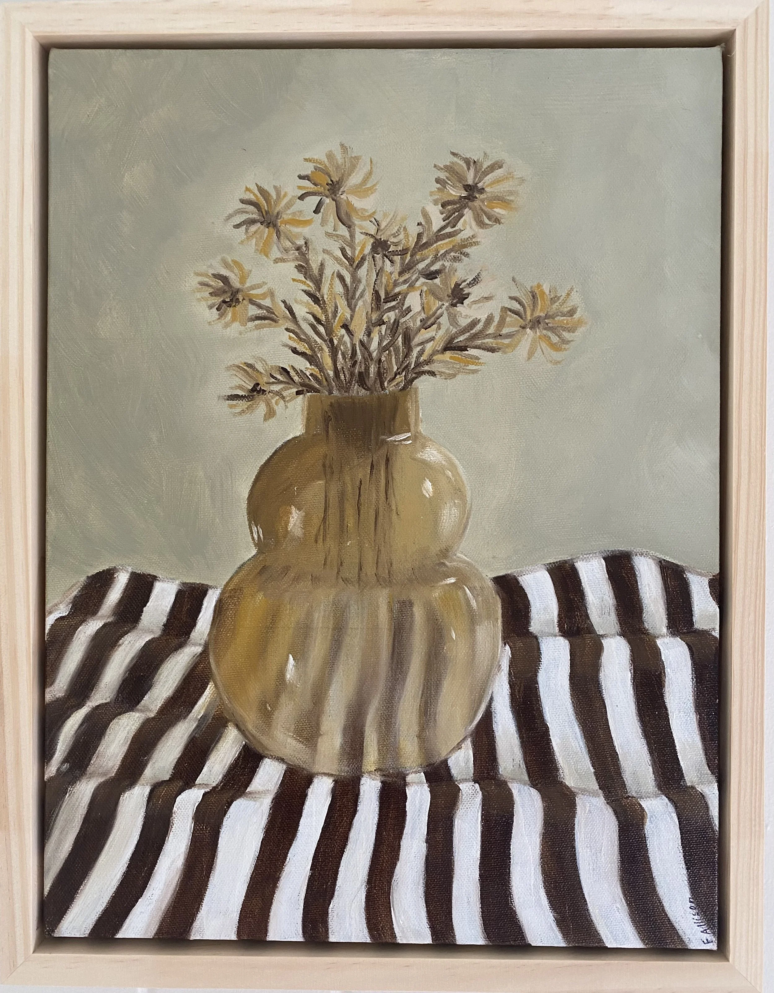 SOLD Featherhead in Stripes 33 x 43cm