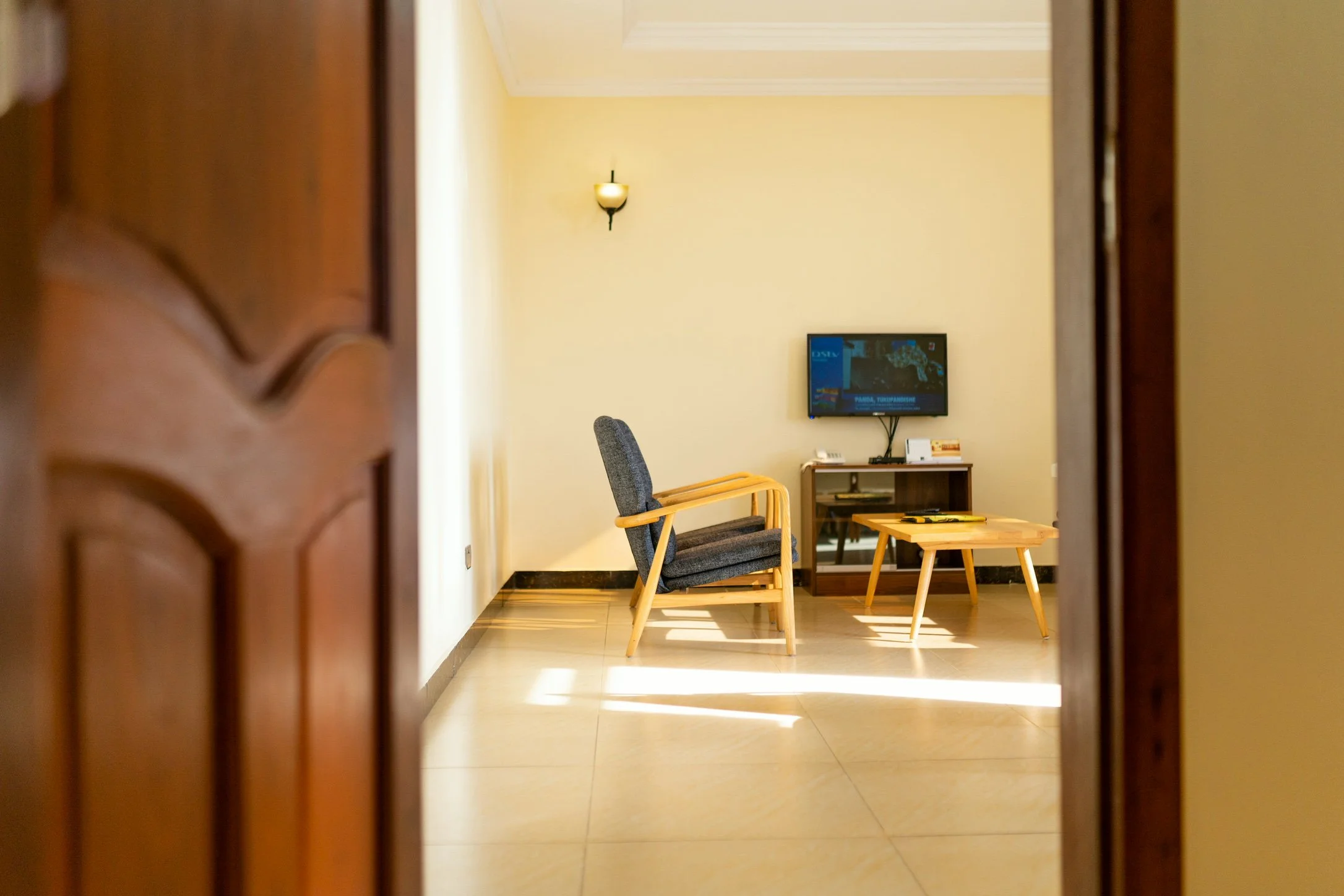 Modern living area inside a Kibo Palace Apartment in Arusha