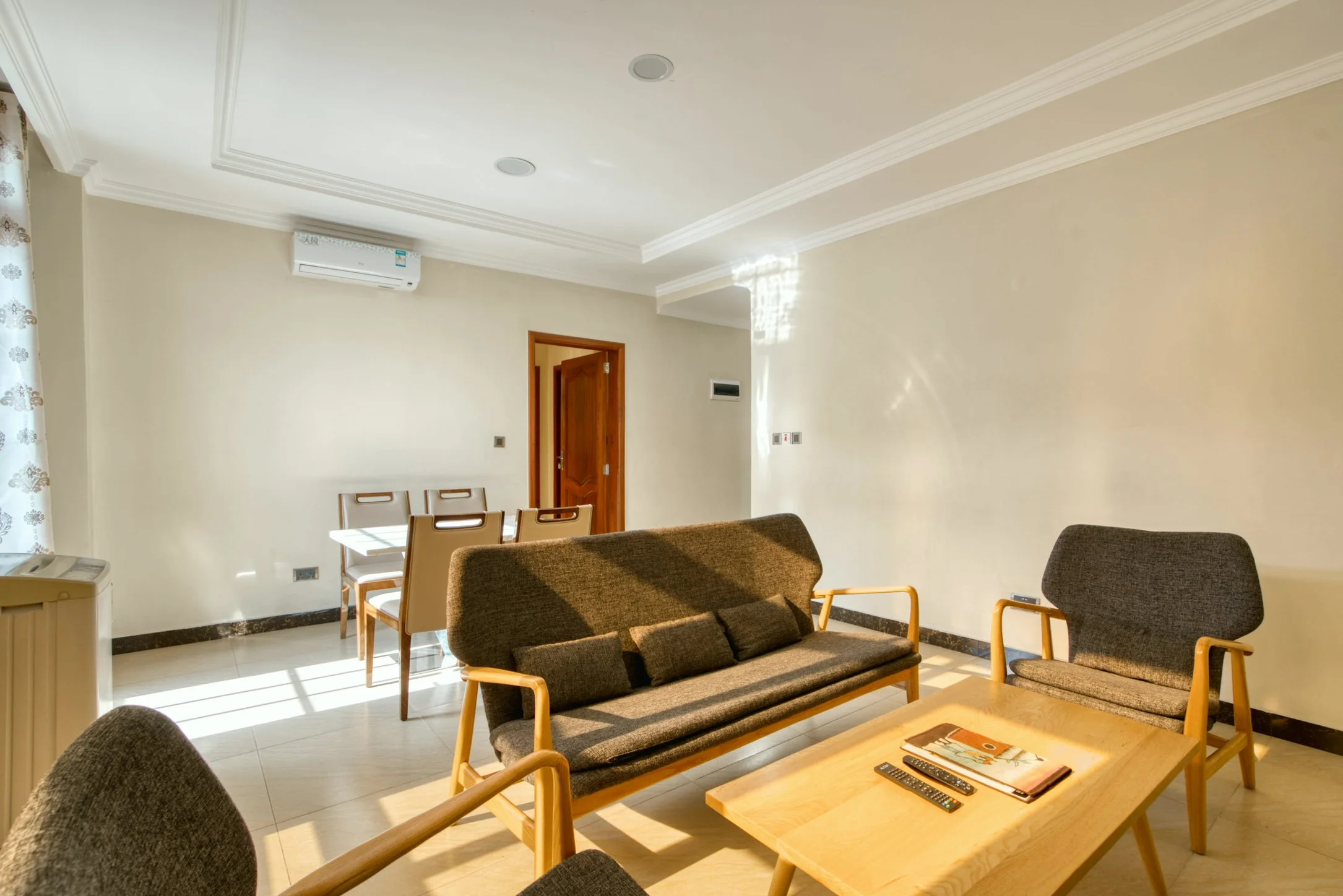 Modern living room inside a luxury apartment at Kibo Palace Apartments Arusha