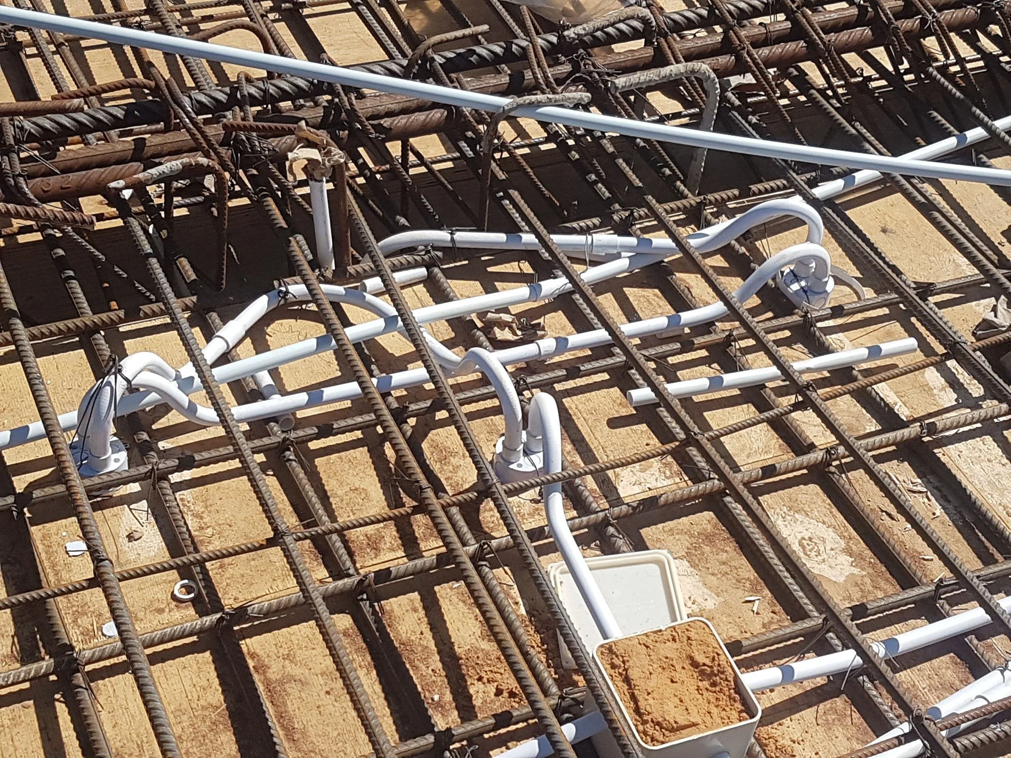 Electrical cable routing in the construction of a house.
