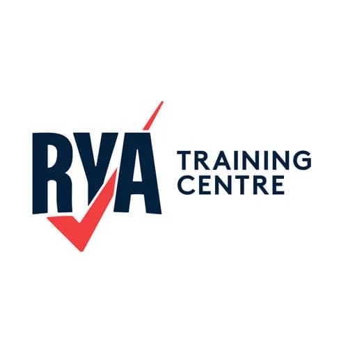 RYA Training Centre logo featuring a red check mark integrated with the letter 'Y' in dark blue, with the words 'RYA Training Centre' to the right.