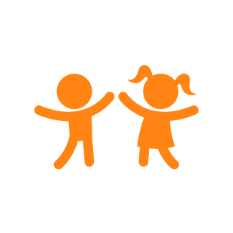 Icon of two children, a boy and a girl, holding hands and smiling.