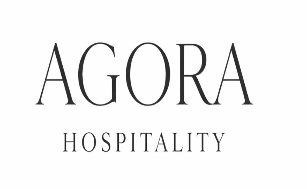 Logo for Agora Hospitality with the words 'AGORA' in large font and 'HOSPITALITY' underneath in smaller font.