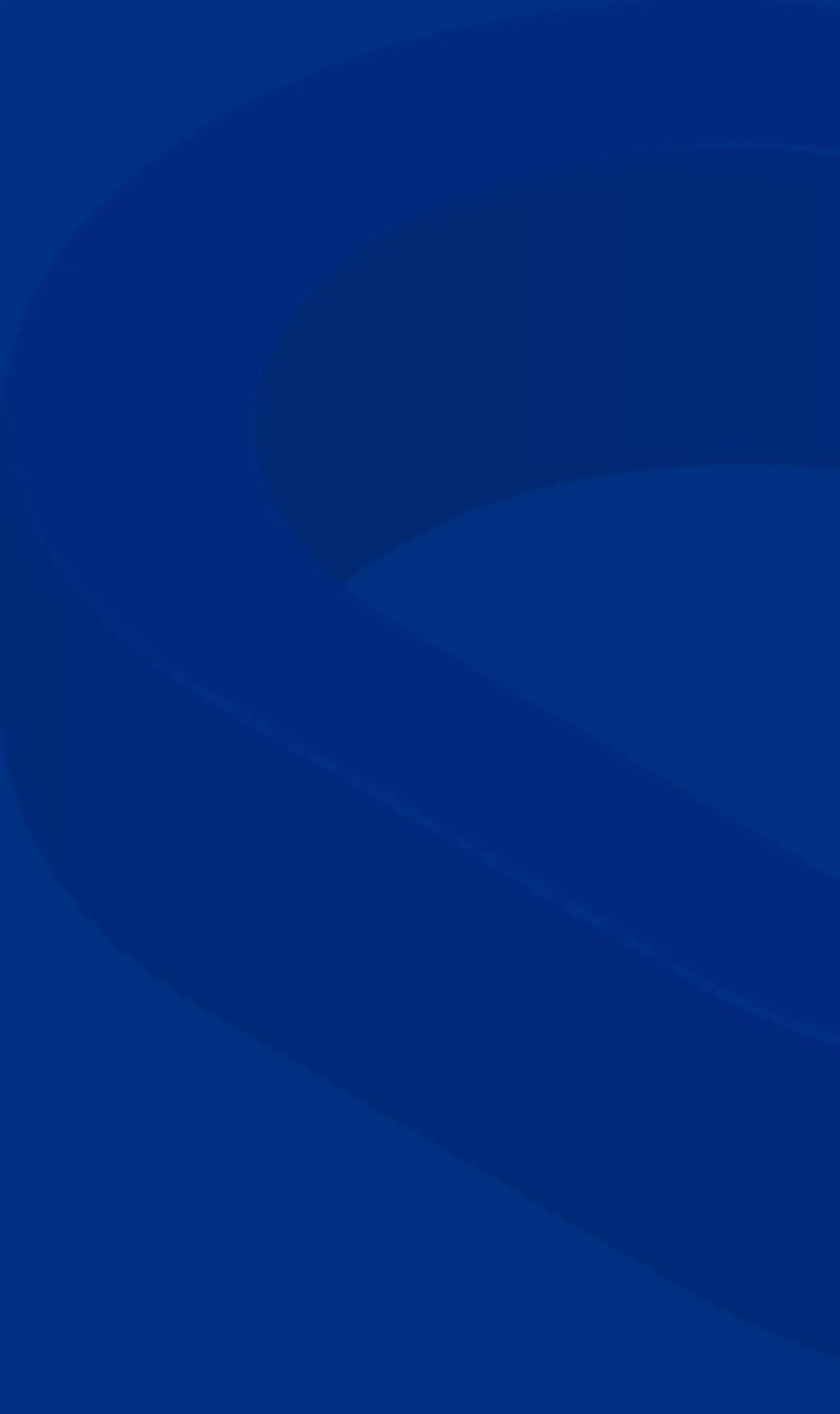 A dark blue abstract graphic with curved shapes and gradient shading.