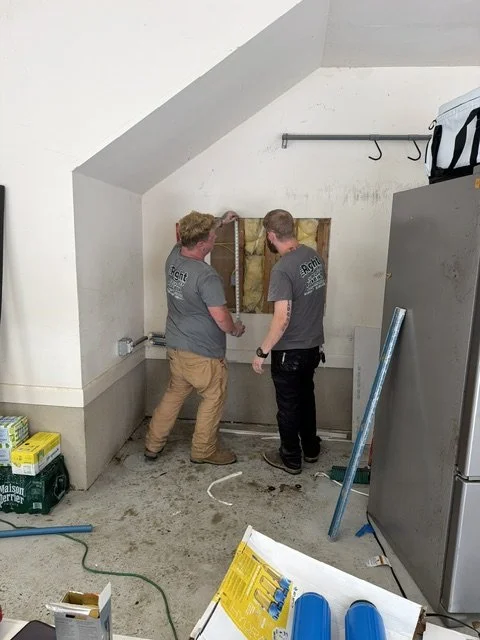 Fixing leak in wall and adding whole house 3 stage water filtration system.