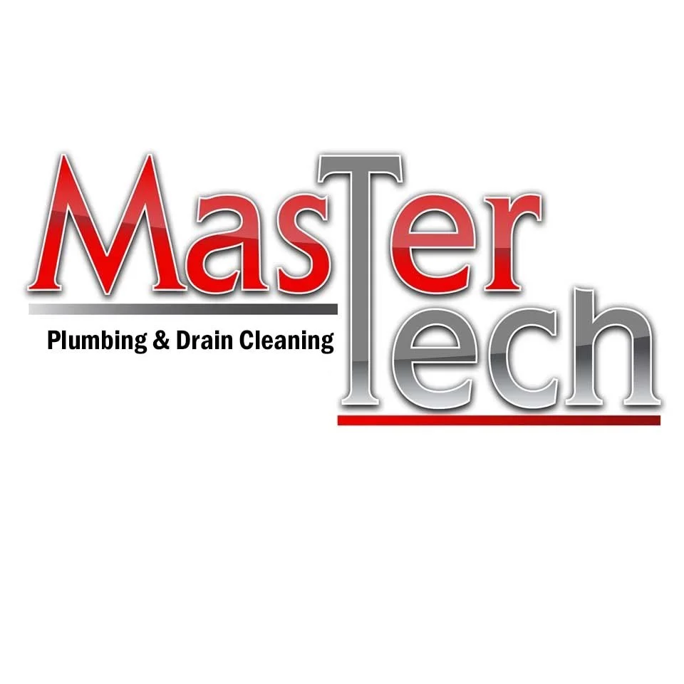 Logo for Master Tech Plumbing & Drain Cleaning with the company name in red and gray text.