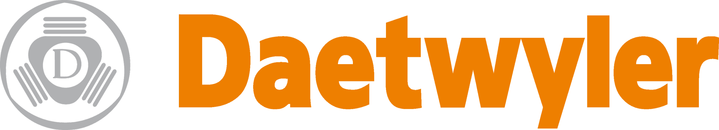 Das Logo zeigt ein Symbol aus einem schwarzen Kreis mit einem grauen Rotor und einem Buchstaben D in der Mitte, daneben der Schriftzug "Daetwyler" in orange und "SwissTec" in grau.