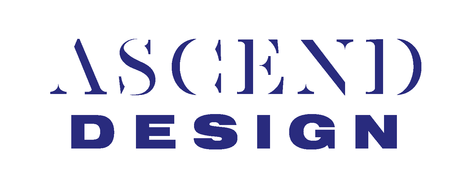 Text reading 'ASCEND DESIGN' in blue and gray letters, with 'ASCEND' above 'DESIGN'.