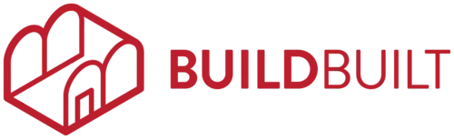 Logo with stylized architectural structure and the text 'BUILDBUILT' in bold letters.