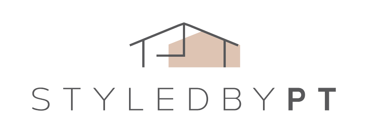 Logo for StyledbyPT featuring a house outline and the company name below.