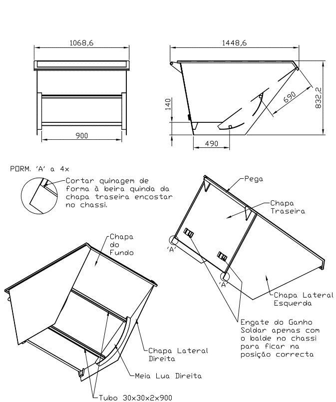 Container de Resíduos 1000 L Sem Rodas