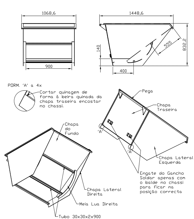 Carro de Resíduos 600 Litros com Rodas