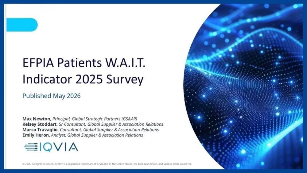 Front cover of EFPIA Patients W.A.I.T. Indicator 2025 Survey