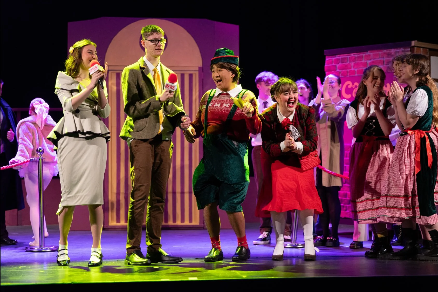 Outside Wonka's factory in Charlie and The Chocolate Factory, Bridport 2024