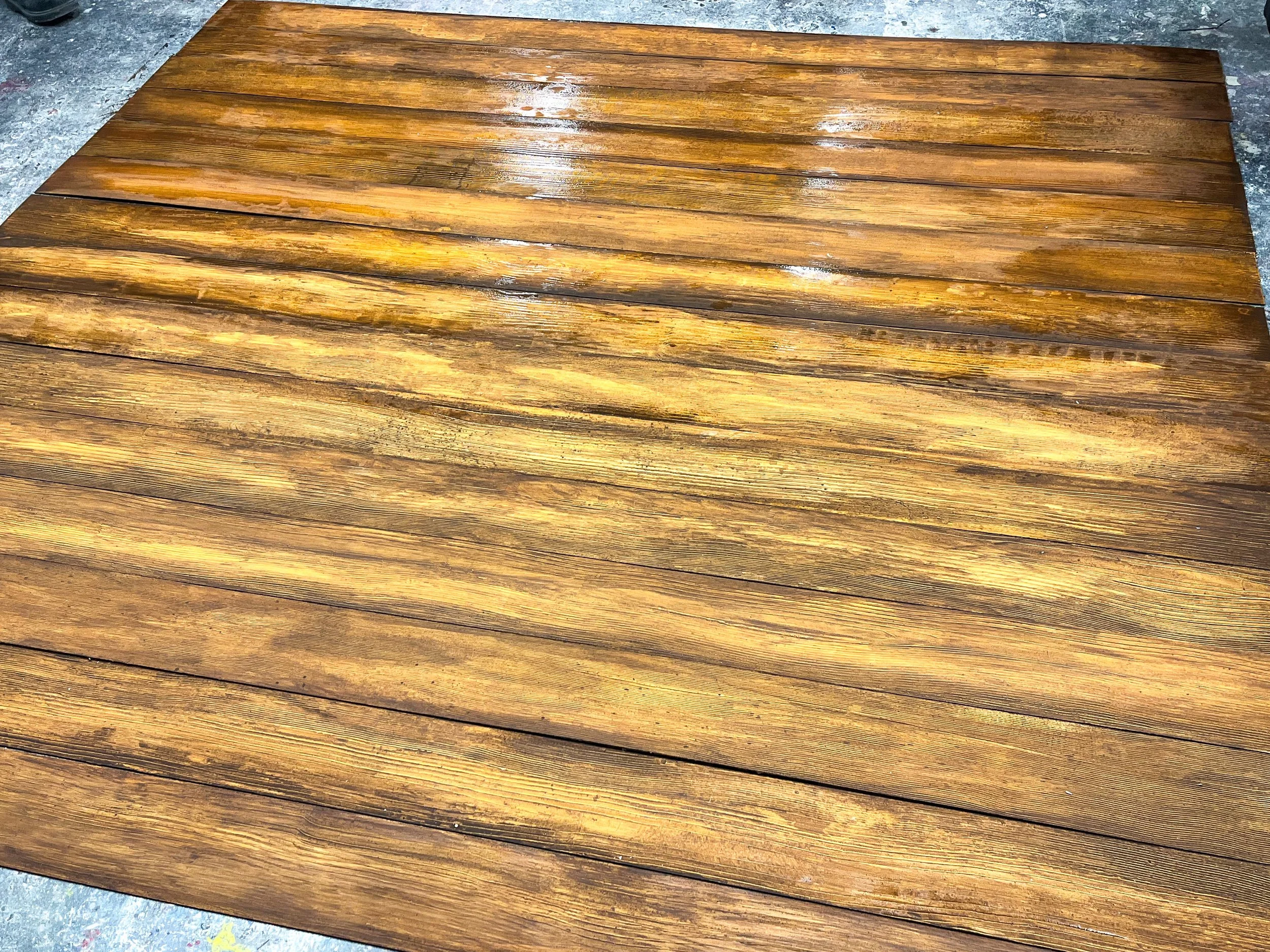Wood Graining as a team to create floorboards for The Escape Room - Pirate Shipwreck