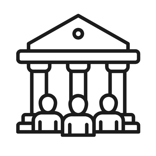 Outline of a carousel or swing ride with three seats and a triangular roof.