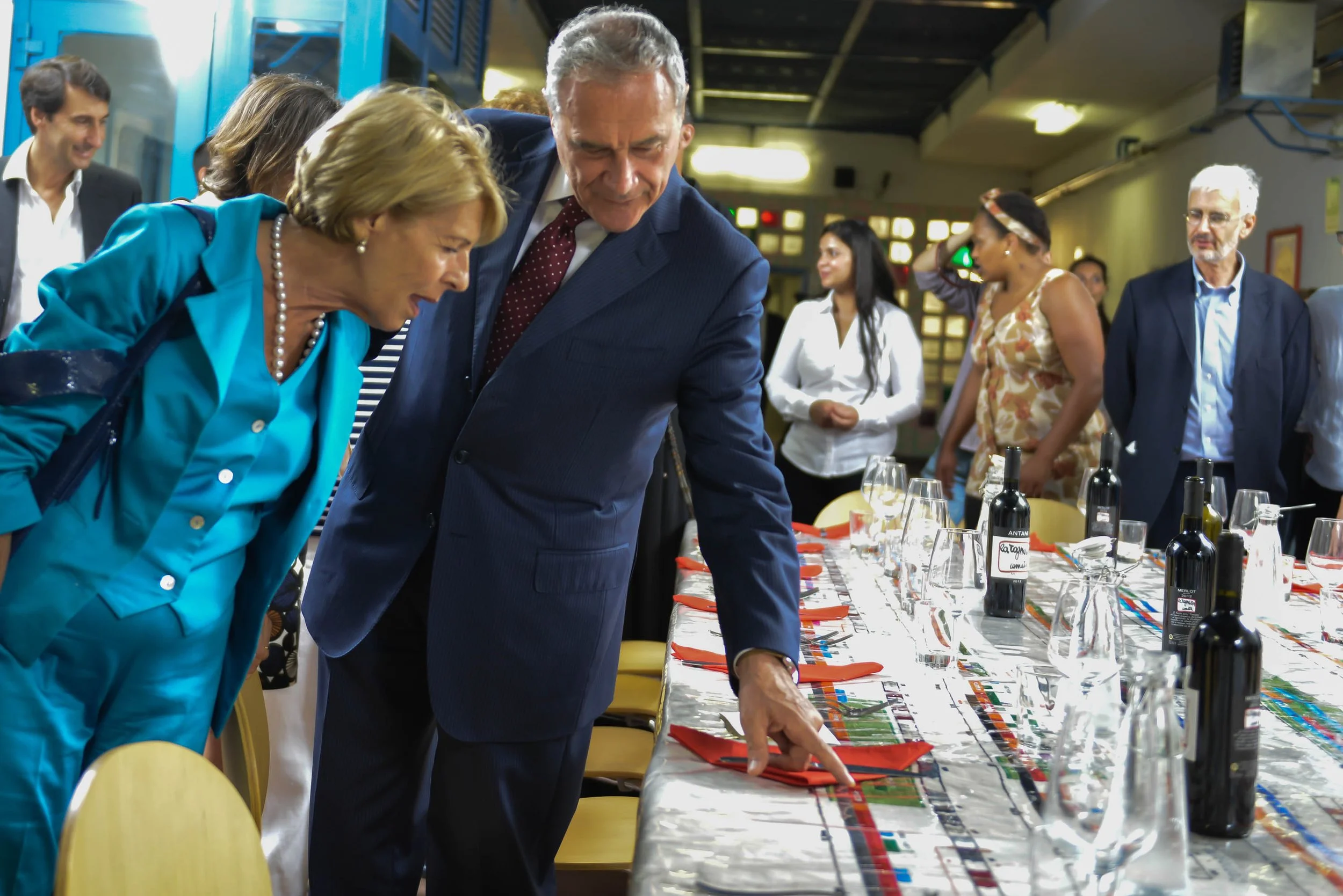 President Of Senate Pietro Grasso and his wife at Rebibbia's Prison attending The Table Of Alliance Performace.jpg