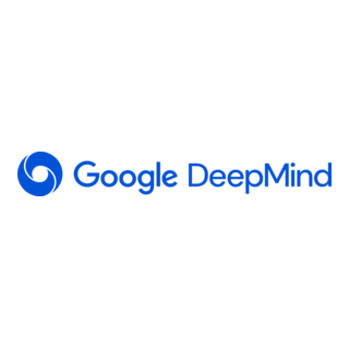Google DeepMind logo with stylized blue circle and text