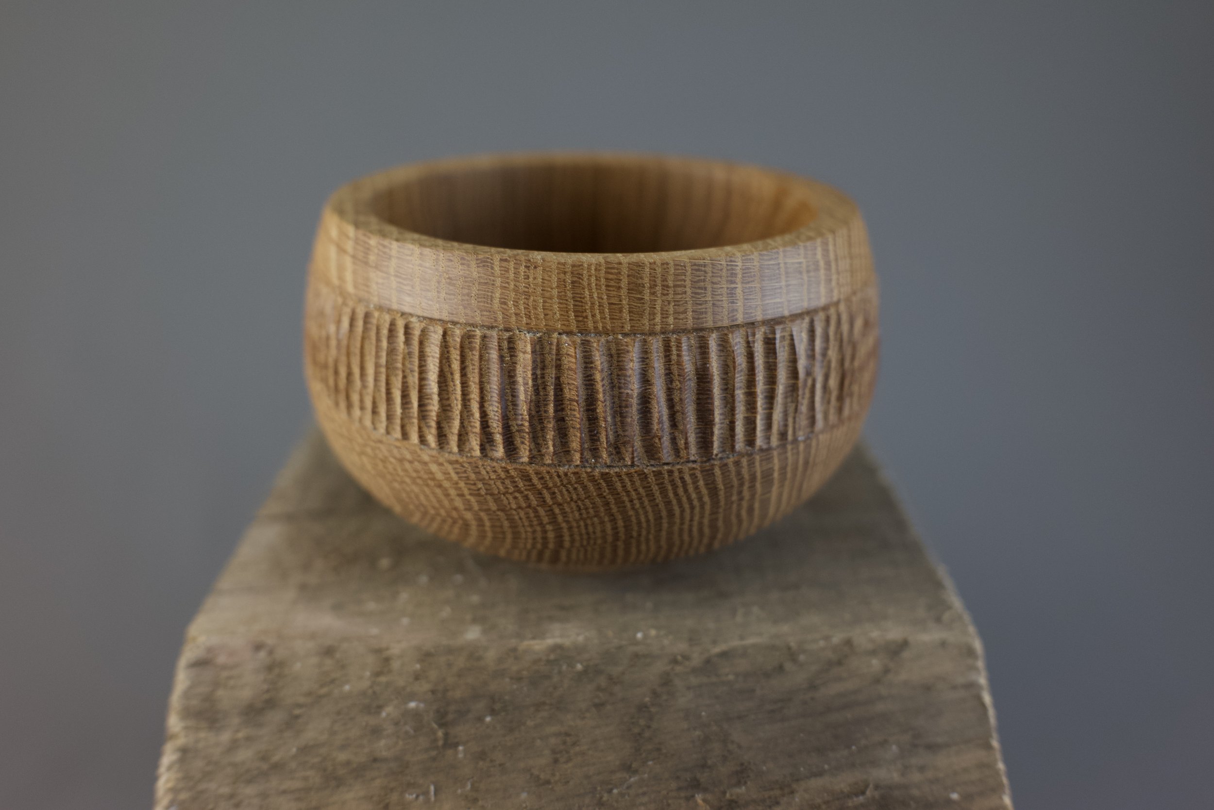 Oak Bowl with carved texturing