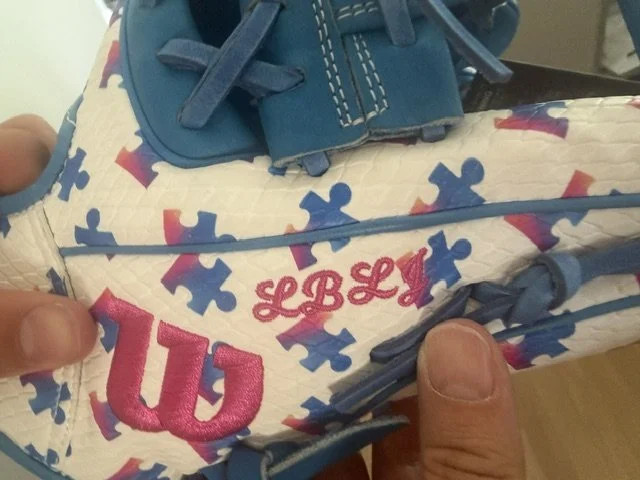 July 1, 2026-Lindsay's old friend from Ohio had LBLJ embordered in his new glove! LIVE BIG Logan! 