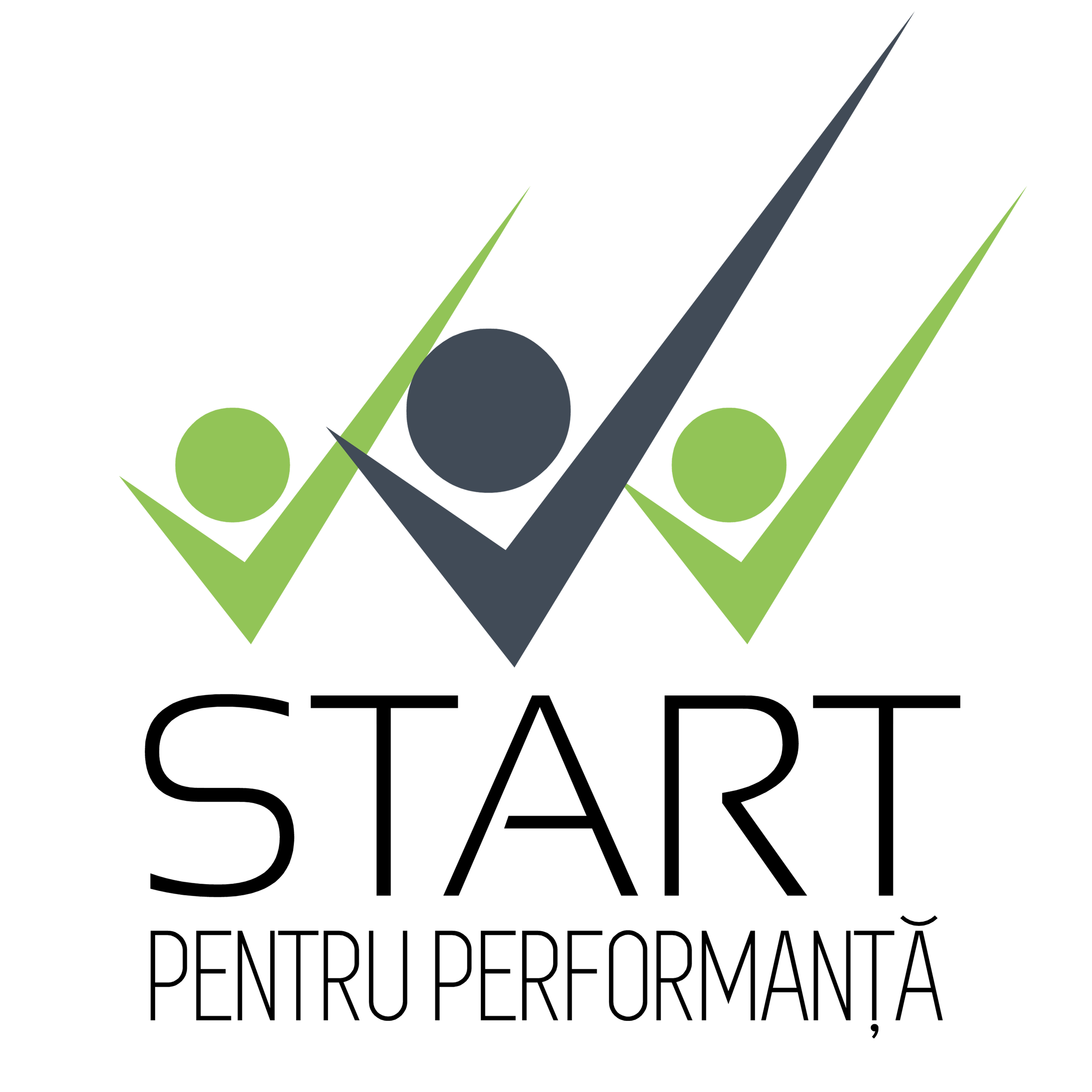 Il logo di un'azienda con un design di tre figure umane stilizzate, due di colore verde e una di colore grigio, con le braccia sollevate, sopra il nome 'STEM'.