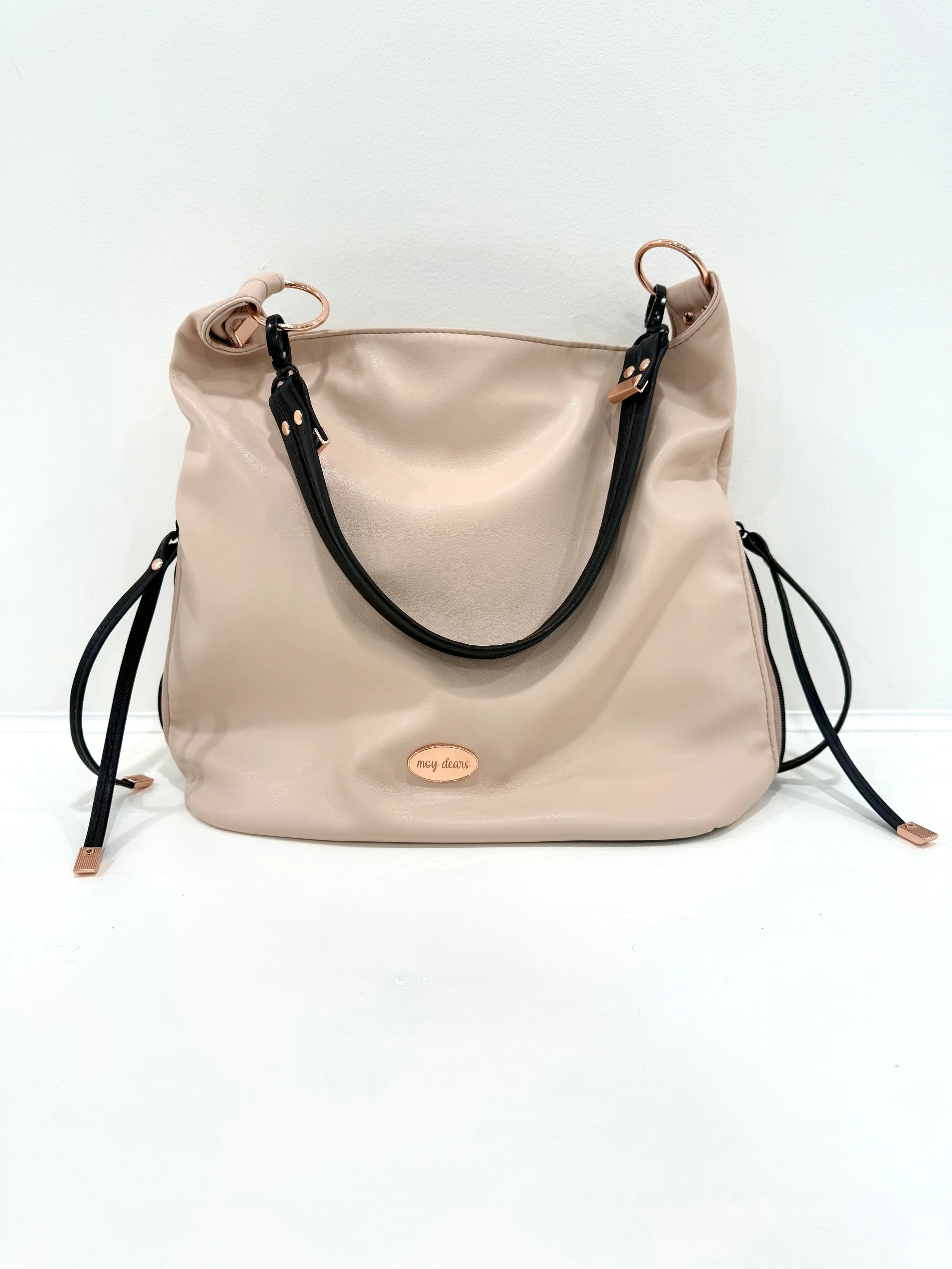 Slouchy Shoulder Bag in Peachy Blush and Black