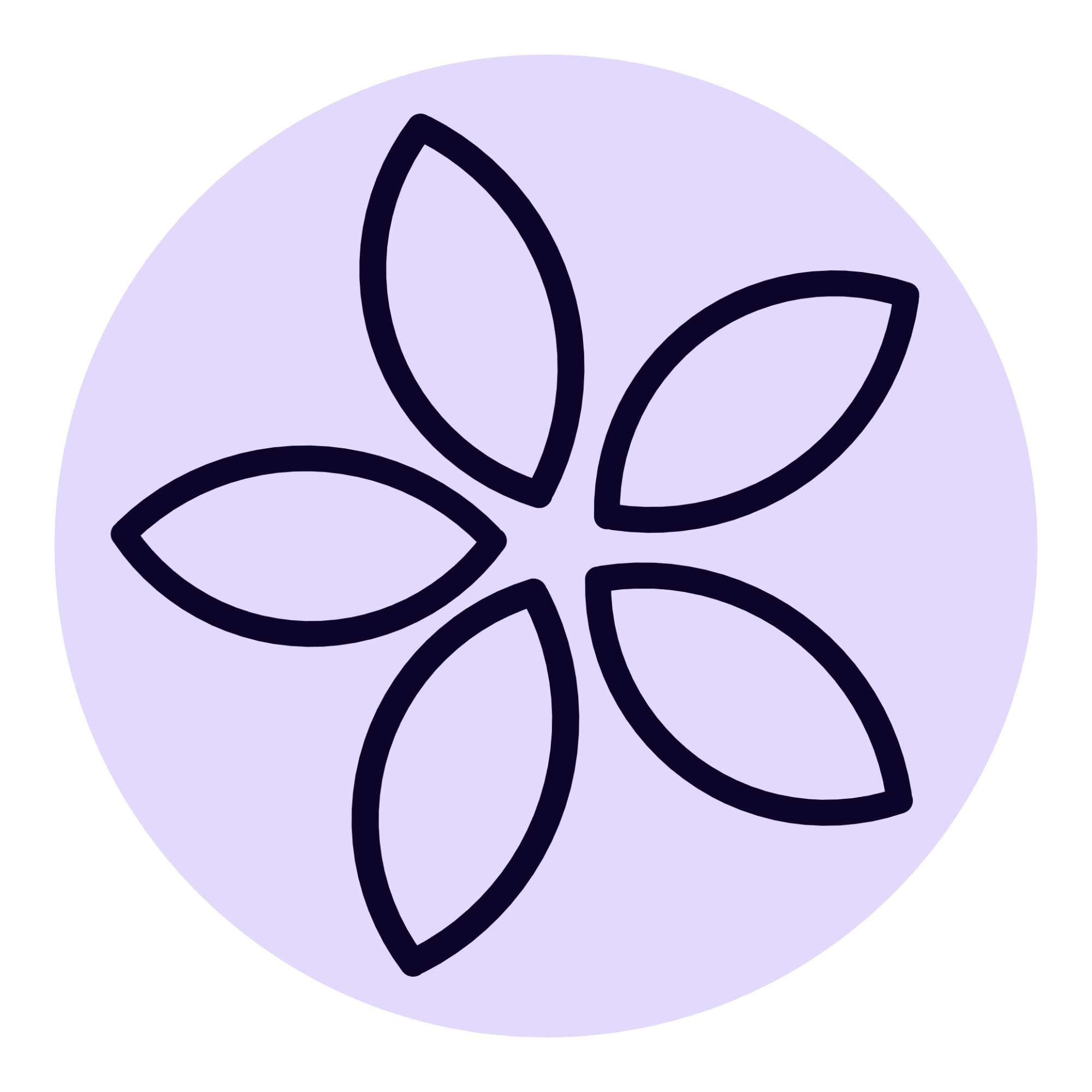 The Aster logo: a basic outline of the purple Aster flower.